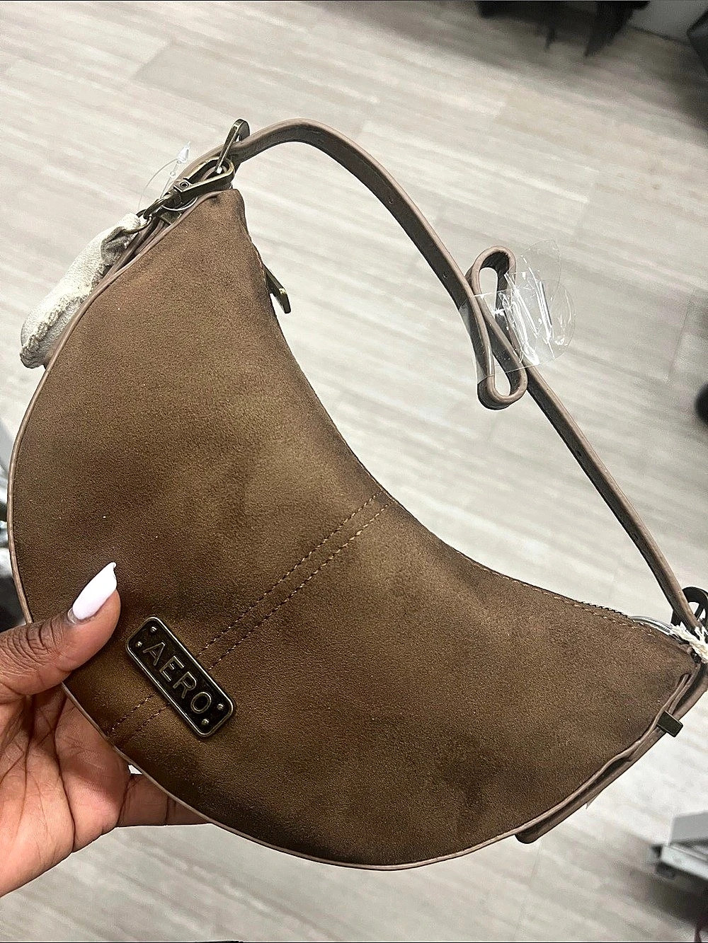 AEROPOSTALE Crescent Shoulder Bag in Brown